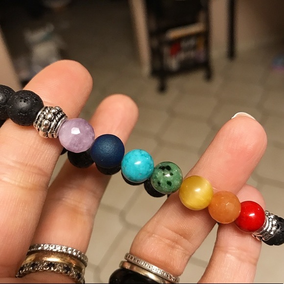 7 chakra rainbow reiki pride lava rock bracelet - Picture 6 of 9